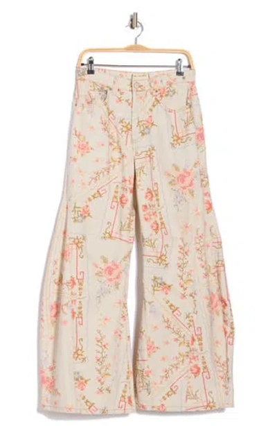 Free People Eden Print Flare Jeans In Multi