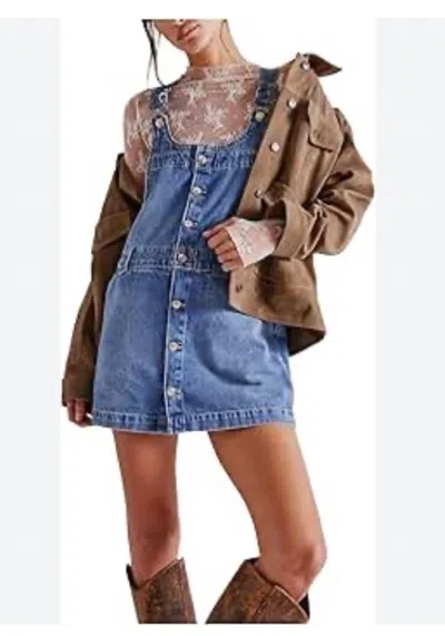 Free People Edie Short Overall In Denim In Blue