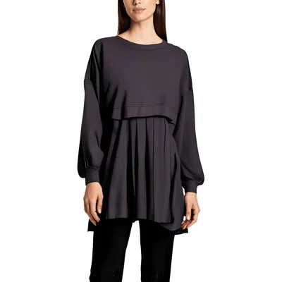 Free People Eleanor Womens Mixed Media Cotton Sweatshirt In Black