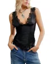 Free People Elena Lace Tank In Black In Black