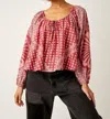 FREE PEOPLE ELENA PRINTED TOP IN CLAY COMBO