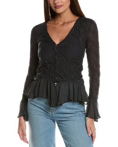 Free People Elias Smocked Blouse In Black