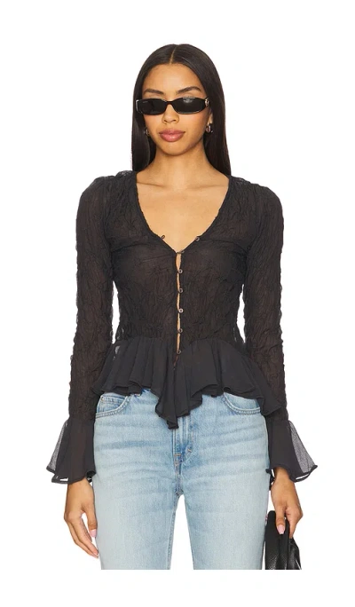 Free People Elias Smocked Blouse In Black