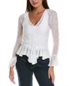 Free People Elias Smocked Long Sleeve Button-up Top In White