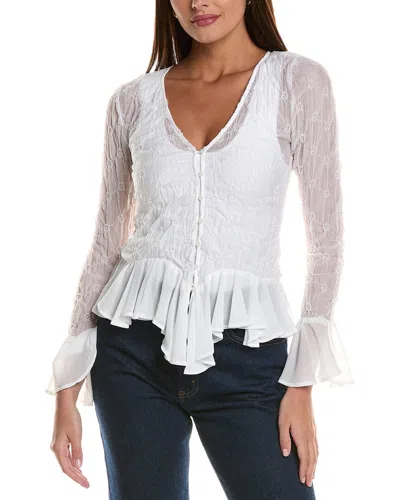 Free People Elias Smocked Blouse In White