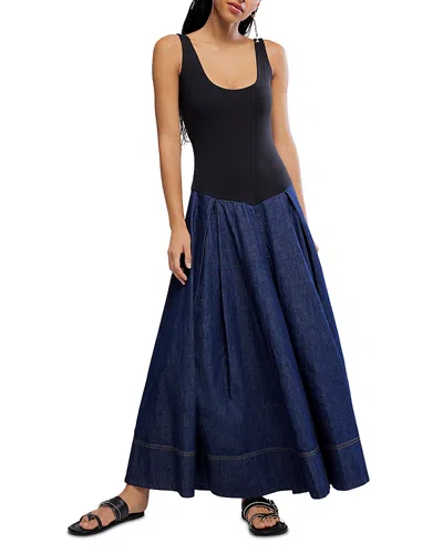 Free People Elio Mixed Media Maxi Dress In Purple