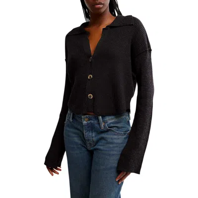 Free People Ella Button-up Sweater In Black