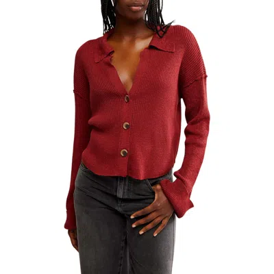 Free People Ella Button-up Sweater In Russet Acorn