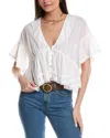 Free People Elle Broderie Anglaise Cotton Blouse In White