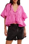 Free People Elle Cutwork Cotton Top In Fiji Flower