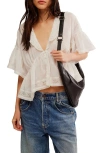 Free People Elle Eyelet Detail Cotton Top In Optic White