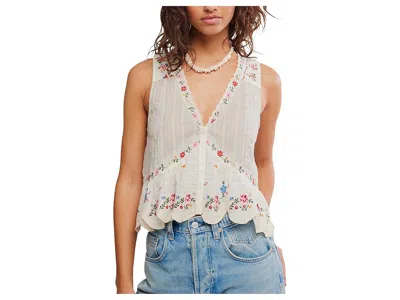 Free People Ellis Embroidered Blouse In White