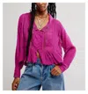 Free People Elodie Frilly Blouse In Dragon Fruit In Purple