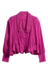 Free People Elodie Lace Trim Ruffle Hem Shirt In Purple