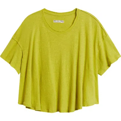 Free People Elsie Linen & Cotton Slub Jersey Swing T-shirt In Green