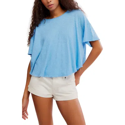 Free People Elsie Linen & Cotton Slub Jersey Swing T-shirt In Blue