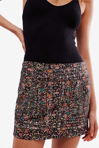 Free People Embellished Mini Skirt In Black