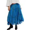 Free People Ember Tiered Stripe Midi Skirt In Blue Marina