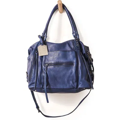 Free People Emerson Lambskin Leather Tote In Dark Rinse