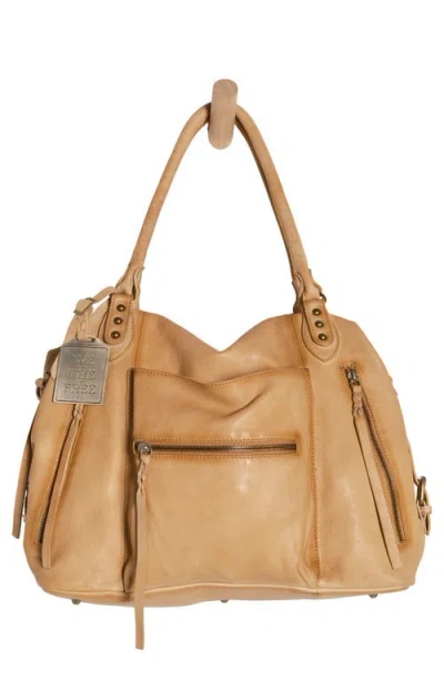 Free People Emerson Lambskin Leather Tote In Italian Straw