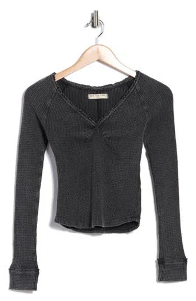 Free People Emma Long Sleeve Thermal Top In Gray