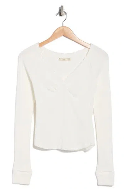 Free People Emma Long Sleeve Thermal Top In White