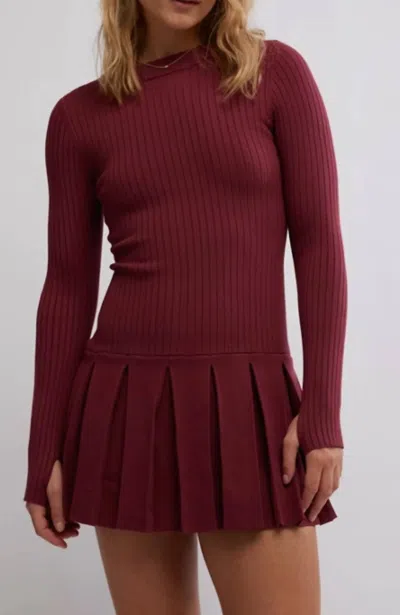 Free People Emmy Mini Sweater Dress In Aged Red In Multi