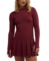 Free People Emmy Long Sleeve Minidress In Aged Red
