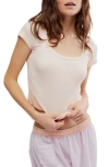 Free People End Game Pointelle Baby Tee In Peach Dust In Peach Dust
