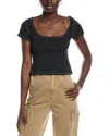 Free People End Game Pointelle Baby T-shirt In Black