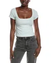 Free People End Game Pointelle Baby Tee In Pale Aqua In Green
