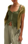 Free People End Game Pointelle Button-up Tank