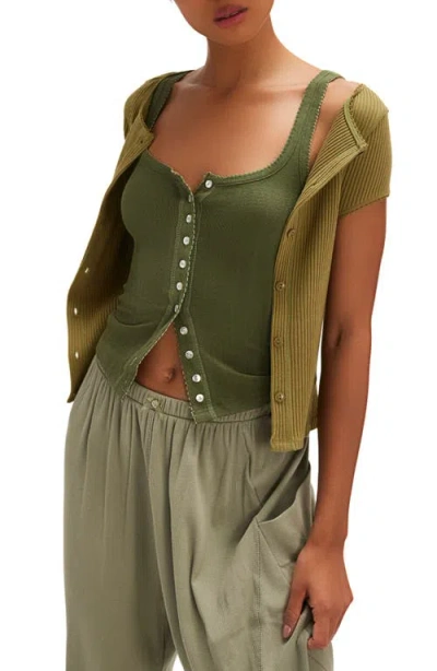 Free People End Game Pointelle Button-up Tank
