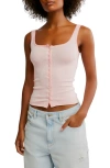 Free People End Game Pointelle Button-up Tank In Blossom