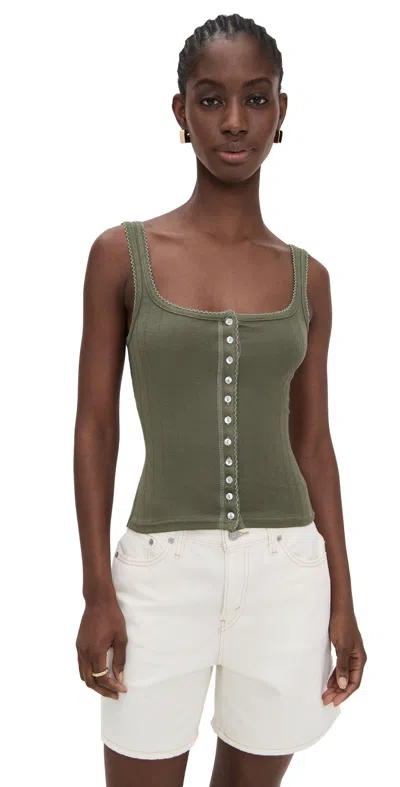 Free People End Game Pointelle Tank Army In Green
