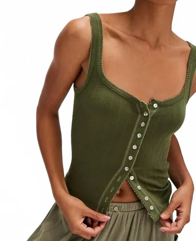 Free People End Game Pointelle Tank In Army In Green