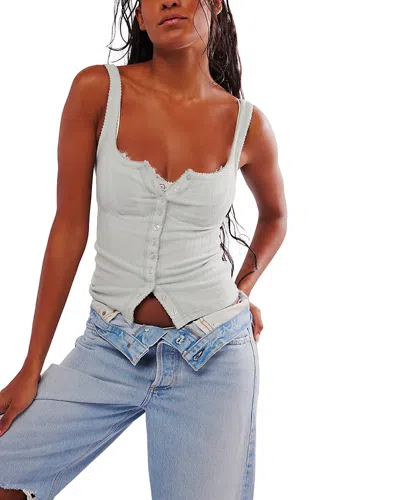 Free People End Game Pointelle Tank Top In Pale Aqua