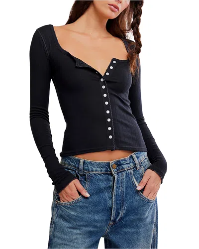Free People End Game Pointelle Top In Black
