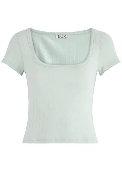 Free People End Game Stretch-cotton T-shirt In Light Green