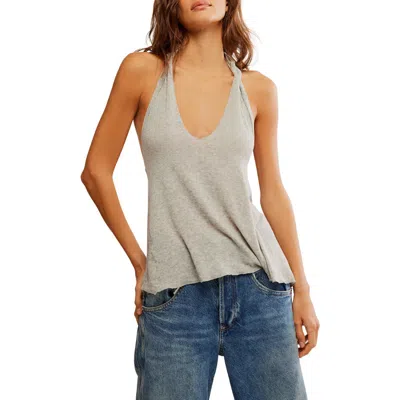 Free People Enough Said Halter Top In Heather Grey