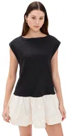 Free People Enya Mixed Media Minidress In Black Combo