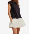 Free People Enya Mixed Media Minidress In Black