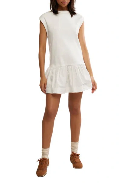 Free People Enya Mixed Media Minidress In Bright White