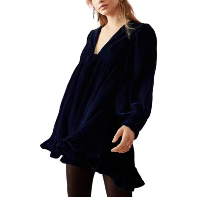 Free People Estella Womens Velvet Party Mini Dress In Blue