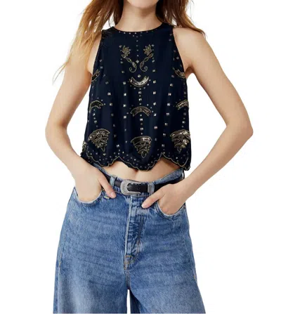 Free People Esther Studded Tank Top In Ebony In Blue