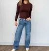 Free People Ettie Double Button Straight Leg Denim In Medium Wash