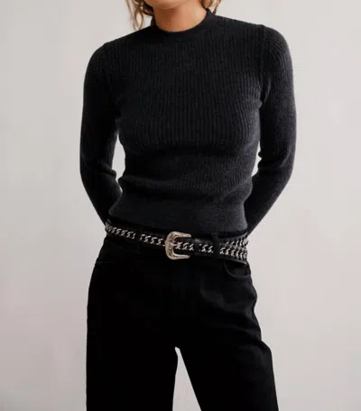 Free People Even After Pullover Sweater In Charcoal In Black