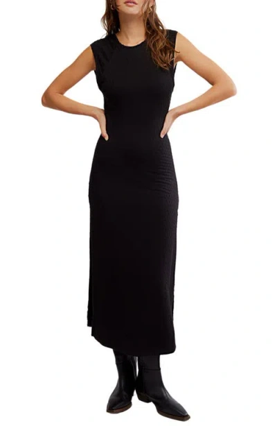 Free People Eventide Sleeveless Eyelet Midi Dress In Black