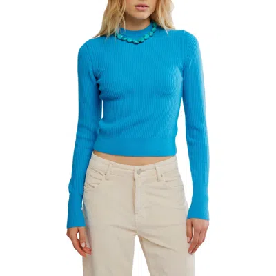 Free People Ever After Pullover Sweater In Swedish Blue In Multi