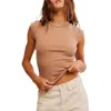 Free People Ever Had Cap Sleeve Cotton T-shirt In Macchiato